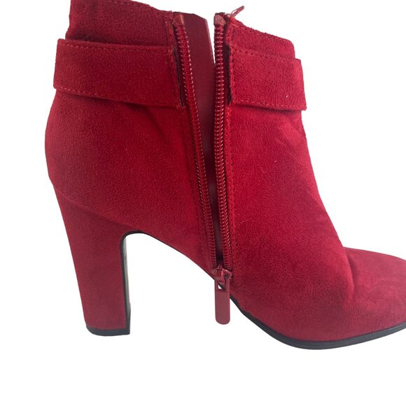 Impo Odessa Suede Ankle Booties Heels Size 6M Bow Detail Side Zipper - Picture 3 of 8